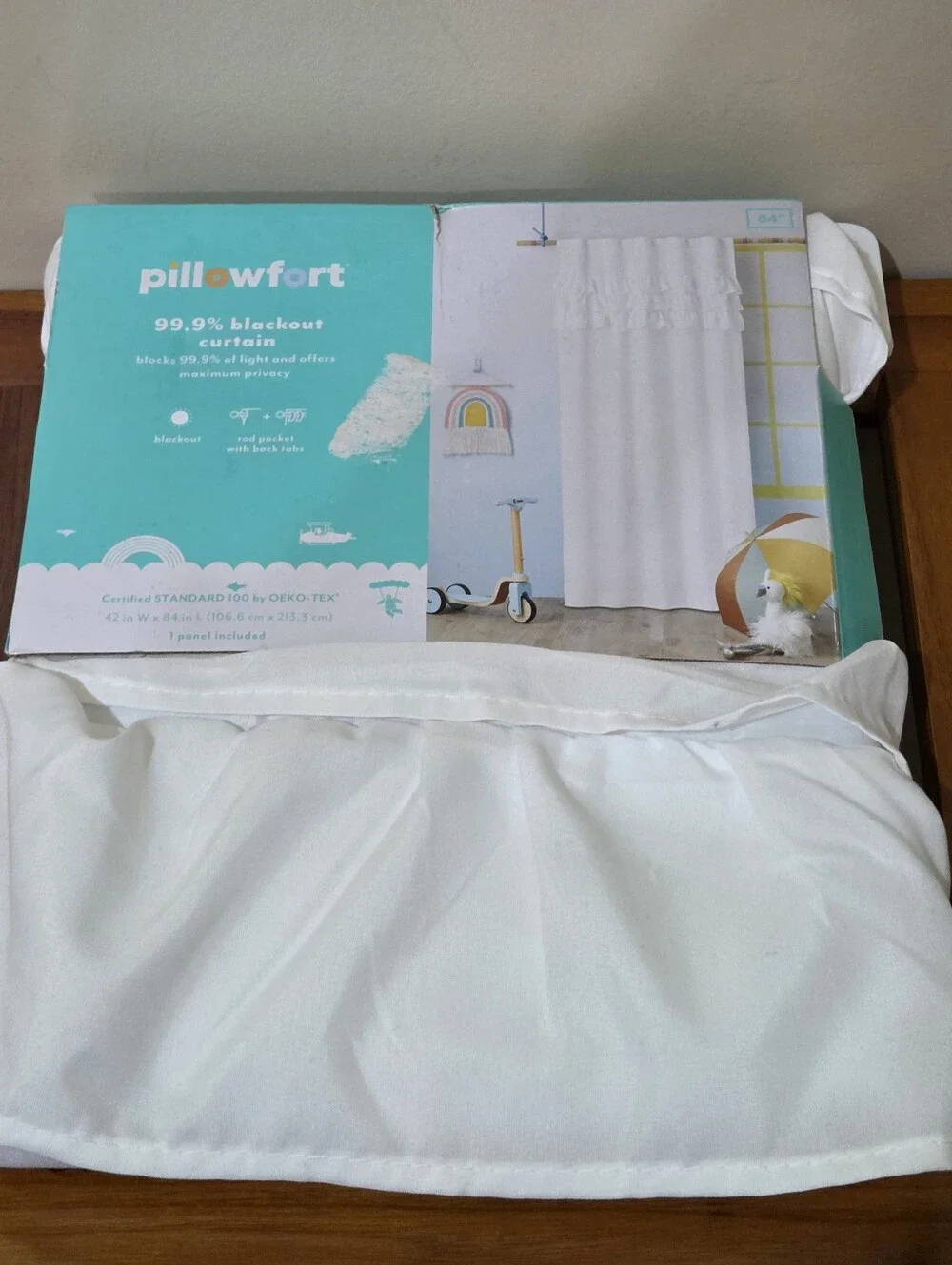 Pillowfort White Blackout Curtain (1) Panel Size 42